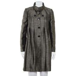 Burberry Metallic Tweed Button Front Knee Length Coat M