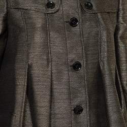 Pre Owned معطف بربري طول للركبه أزرار أمامية تويد ميتاليك مقاس وسط (ميديوم)