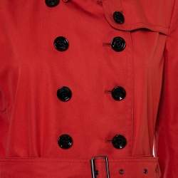 Pre Owned معطف طويل بربري بريت صدرية مزدوجة قطن برتقالي محروق مقاس كبير (لارج)