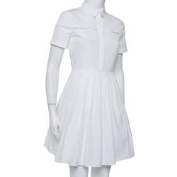 Pre Owned فستان ميني بربري قطن أبيض بياقة مقاس صغير - سمول