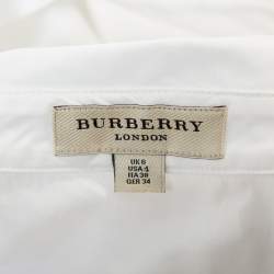 Pre Owned فستان ميني بربري قطن أبيض بياقة مقاس صغير - سمول