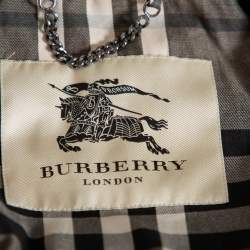 Pre Owned Burberry Beige Cotton & Leather Double Breasted Trench Coat M