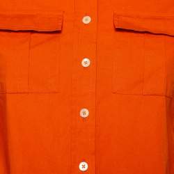 Burberry Orange Cotton Pocket Detail Button Front Shirt S