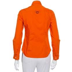Burberry Orange Cotton Pocket Detail Button Front Shirt S