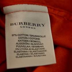 Burberry Orange Cotton Pocket Detail Button Front Shirt S