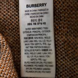 Pre Owned Burberry Beige & Orange Logo Jacquard Wool Midi Skirt S