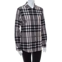 Pre Owned Burberry Monochrome Cotton House Checkered Button Front Shirt M