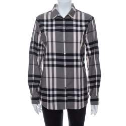 Pre Owned Burberry Monochrome Cotton House Checkered Button Front Shirt M