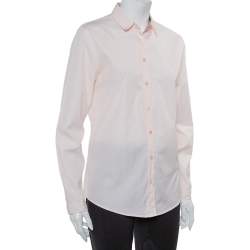 Pre Owned قميص بربري بريت مزين حافة مربعات نوفا أزرار أمامية قطن وردي مقاس وسط (ميديوم)