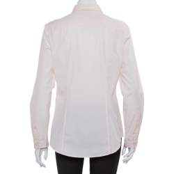 Pre Owned قميص بربري بريت مزين حافة مربعات نوفا أزرار أمامية قطن وردي مقاس وسط (ميديوم)