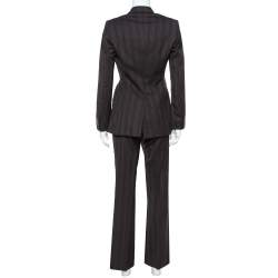 Pre Owned Burberry Brown Striped Wool Suit S