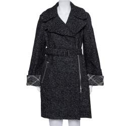 مملوكة مسبقًا Burberry Brit Black Tweed Zip Front Double Breasted Coat S