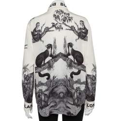 Pre Owned Burberry Cream Montage Printed Silk button Front Shirt M