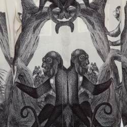 Pre Owned Burberry Cream Montage Printed Silk button Front Shirt M