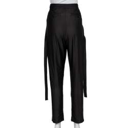 Pre Owned Burberry Black Jersey Strap Detail Tailored Trousers M