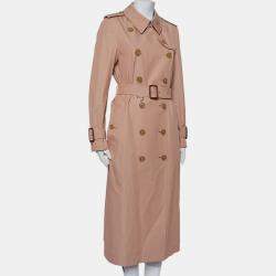 Burberry Pink Cotton Belted Double Breasted Aldeby Trench Coat M
