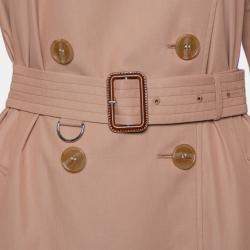 Burberry Pink Cotton Belted Double Breasted Aldeby Trench Coat M
