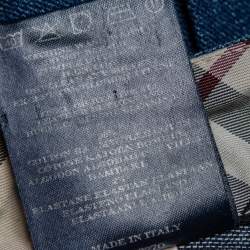 Pre Owned Burberry Navy Blue Denim Pleated Detail Mini Skirt S