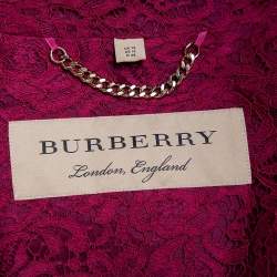 Pre Owned Burberry Burgundy Lace Double Breasted Belted Trench Coat L