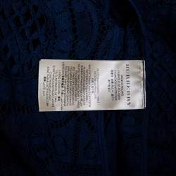 Pre Owned Burberry Navy Blue Lace Double Breasted Belted Stanhill Trench Coat L