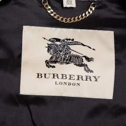 Pre Owned معطف بربري حرير مونوكرومي بصفين أزرار بحزام مقاس كبير - لارج