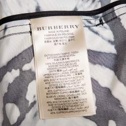 Pre Owned معطف بربري حرير مونوكرومي بصفين أزرار بحزام مقاس كبير - لارج