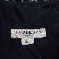 Burberry Black Animal Printed Silk Plunge Neck Draped Peplum Top S