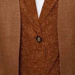 Pre Owned Burberry Brown Wool Contrast Collar Trim Button Front Jacket S