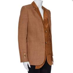 Pre Owned Burberry Brown Wool Contrast Collar Trim Button Front Jacket S