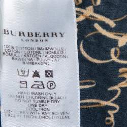 مملوكة مسبقًا Burberry Black Logo Printed Cotton Ruffled Neck Detail Button Front Shirt M