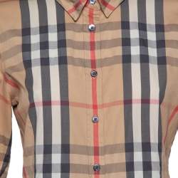 Pre Owned Burberry Beige Nova Check Cotton Button Front Shirt M