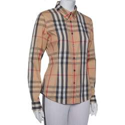 Pre Owned Burberry Beige Nova Check Cotton Button Front Shirt M