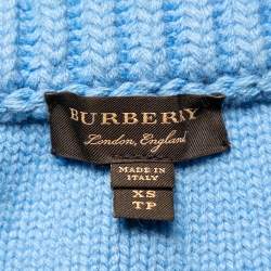 Pre Owned Burberry Blue Wool & Cashmere Ruffle Detail Sweater XS  