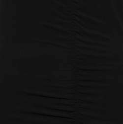 Pre Owned تي شيرت بربري جيرسيه أسود مزين مكشكش بلا أكمام مقاس وسط (ميديوم)