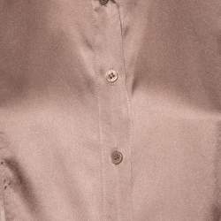 Pre Owned Burberry Beige Silk Satin Paneled Button Front Shirt M