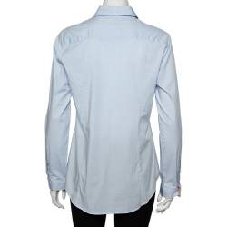مملوكة مسبقًا Burberry Brit Powder Blue Cotton Button Front Shirt L