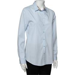 مملوكة مسبقًا Burberry Brit Powder Blue Cotton Button Front Shirt L