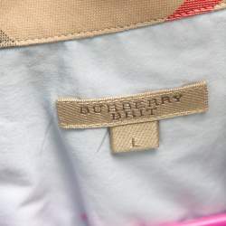 مملوكة مسبقًا Burberry Brit Powder Blue Cotton Button Front Shirt L