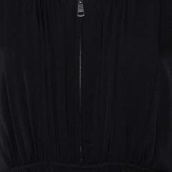 مملوكة مسبقًا توب بربري حرير أسود مزين مجمع سحاب أمامي مقاس وسط (ميديوم)