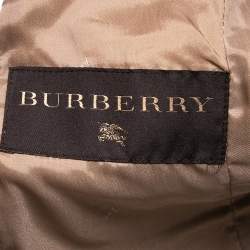 Pre Owned جاكيت بربري جلد بني مزين طيات أزرار أمامية قصير مقاس صغير (سمول)