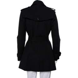 Pre Owned Burberry Black Knit Belted Trench Coat M