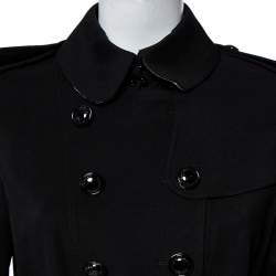 Pre Owned Burberry Black Knit Belted Trench Coat M