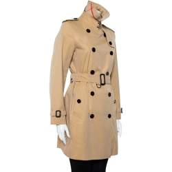 Pre Owned Burberry Beige Cotton Double Breasted Belted Trench Coat M