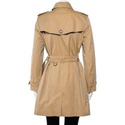 Pre Owned Burberry Beige Cotton Double Breasted Belted Trench Coat M