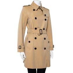 Pre Owned Burberry Beige Cotton Double Breasted Belted Trench Coat M