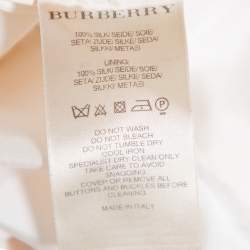 Pre Owned Burberry Pink Checkered Silk Button Front Belted Dress M