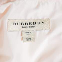 Pre Owned Burberry Pink Checkered Silk Button Front Belted Dress M