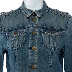 مملوكة مسبقًا Burberry Brit Navy Blue Denim Button Front Jacket M