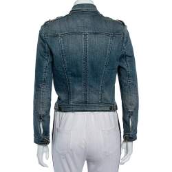 مملوكة مسبقًا Burberry Brit Navy Blue Denim Button Front Jacket M