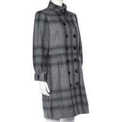 Pre Owned Burberry Grey Wool & Cashmere Double Breasted Button Front Coat M